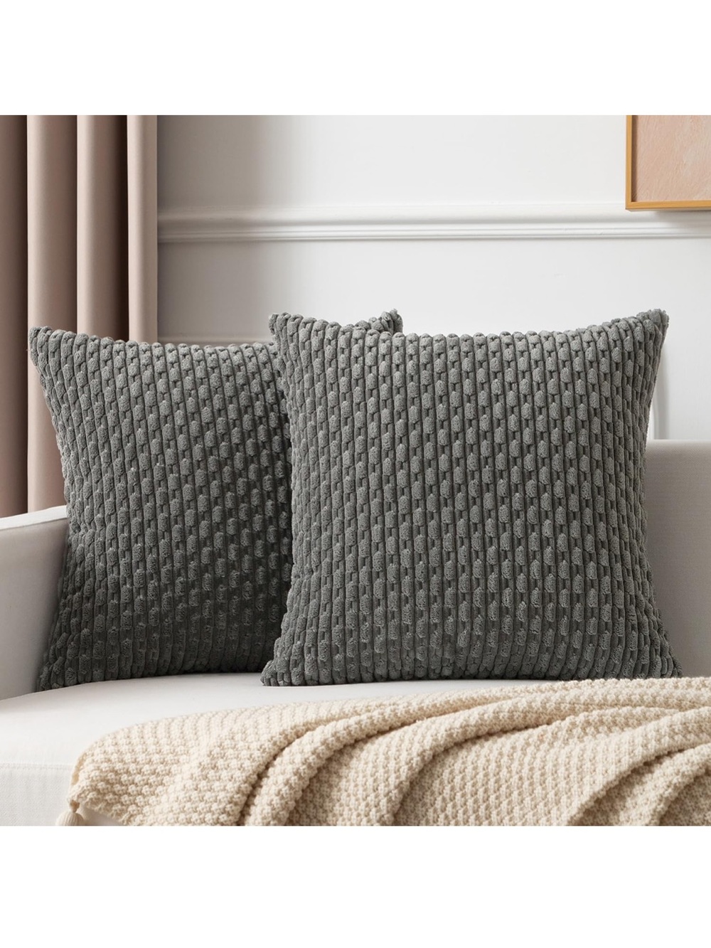 Kevin textile Gray throw pillow covers.